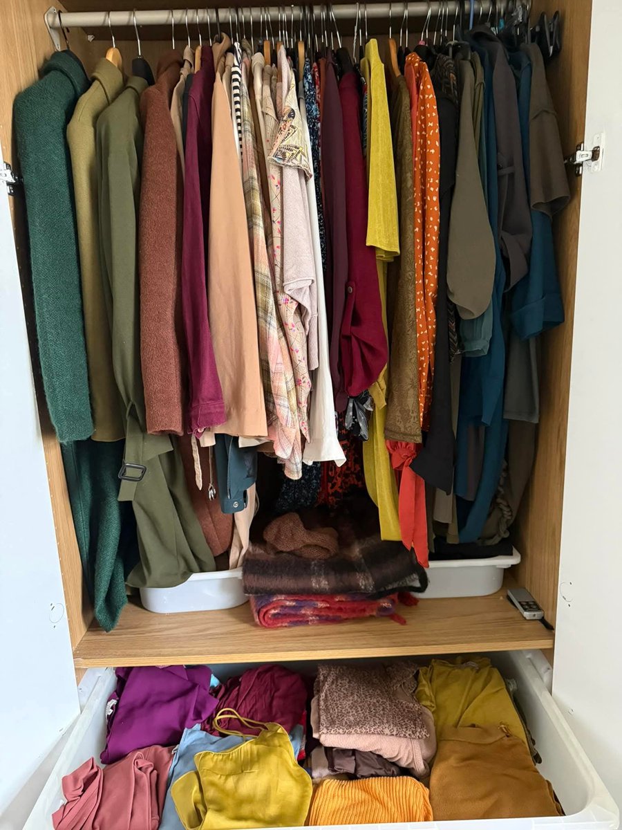 styledbytrish's tweet image. A recent wardrobe declutter I did for a client — can you guess her colour season now? 🤔
Considering she used to wear only black and white, I’m so glad to see she’s started introducing her colours into her wardrobe! 🙌🏼

#personalstylist #wardobedeclutter #colouranalysis