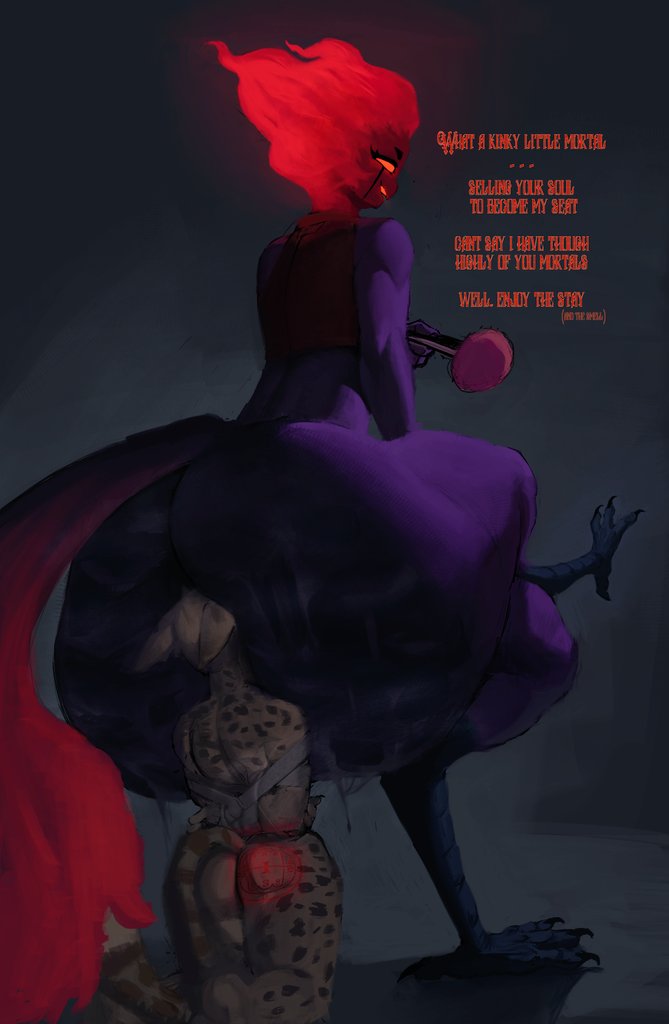 @/CeladonServal "well... it was worth it... i guess" (painting comm of my fren here mal boi selling his souls just to be amon seat 🫢)