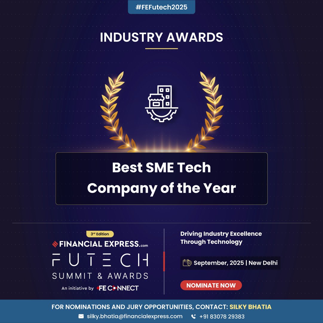 FinancialXpress's tweet image. Calling All Tech Leaders

Is your company transforming the SME tech landscape?
Nominate now for the Best SME Tech Company of the Year at the #FEFutech2025 Awards!

Let&apos;s celebrate the innovators driving industry excellence through technology.

Happening this September |📍New…