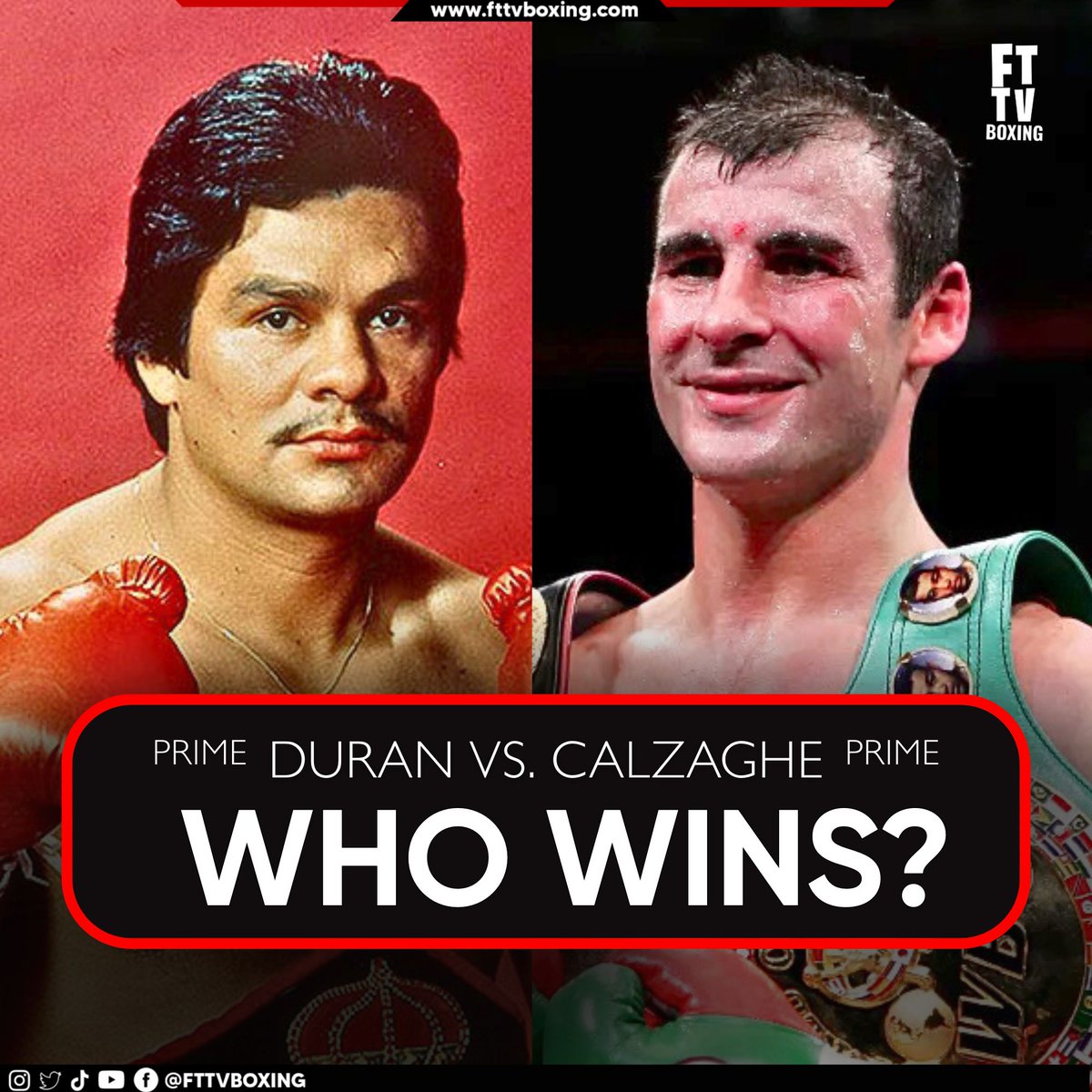 FTTVBoxing's tweet image. Nigel Benn weighs in on a fantasy showdown between Joe Calzaghe and Roberto Duran — and tips Calzaghe to edge it. “Joe’s work rate and movement would be too much… but Duran was a beast.” Who you picking in this dream fight?  

#NigelBenn #JoeCalzaghe #RobertoDuran #BoxingNews