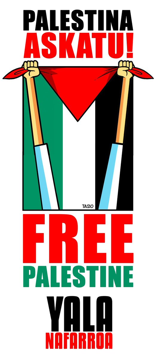 🔊🔊🔊
Aurten, txupinazoa Palestinak botako du!!
Ospatzera etorri nahi baduzu, guztion artean lortu dugun garaipena ospatzera, hurbil zaitez uztailaren 6an, 11:00etan, Gaztelu plazara, Txoko tabernaren parean.
Etorri zure banderarekin. Zure zapi palestinarrarekin. Ondoren,