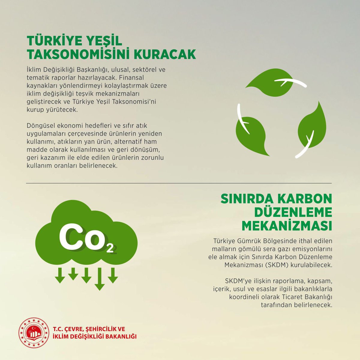 Ülkemizin ilk iklim kanunu Türkiye Büyük Millet Meclisimizde kabul edildi. 
Cumhurbaşkanımız Sayın Recep Tayyip Erdoğan’ın tüm dünyaya ilan ettiği 2053 Net Sıfır Emisyon ve Yeşil Kalkınma hedeflerine ulaşmak yolunda bu adım tarihi bir dönüm noktasıdır. 

İklim değişikliği