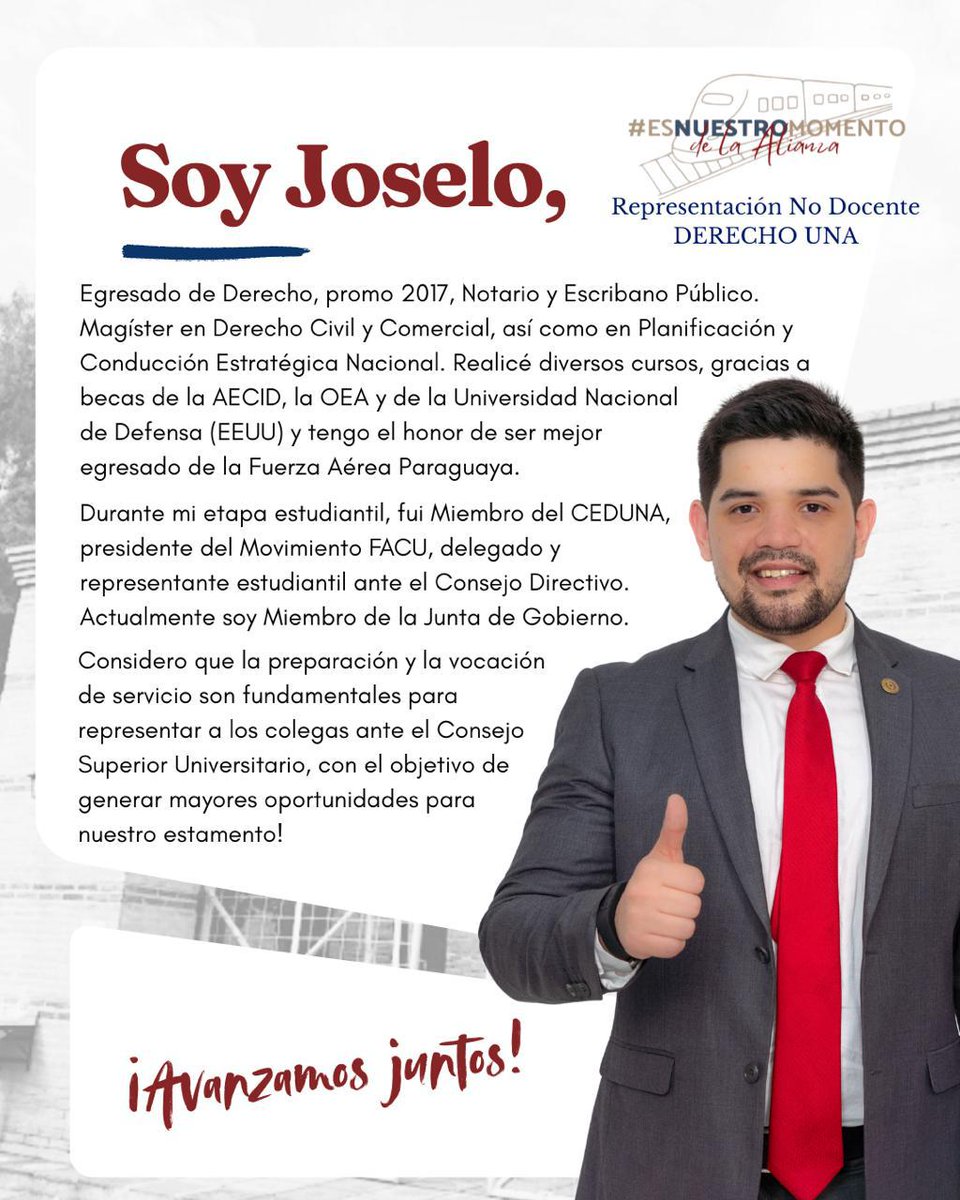 JoseRoberttipy's tweet photo. En consideración de mis colegas, me postulo para representar dignamente a nuestra institución ante el Consejo Superior Universitario de la UNA.
#EsNuestroMomentodelaAlianza https://t.co/n4gEDi8VcT