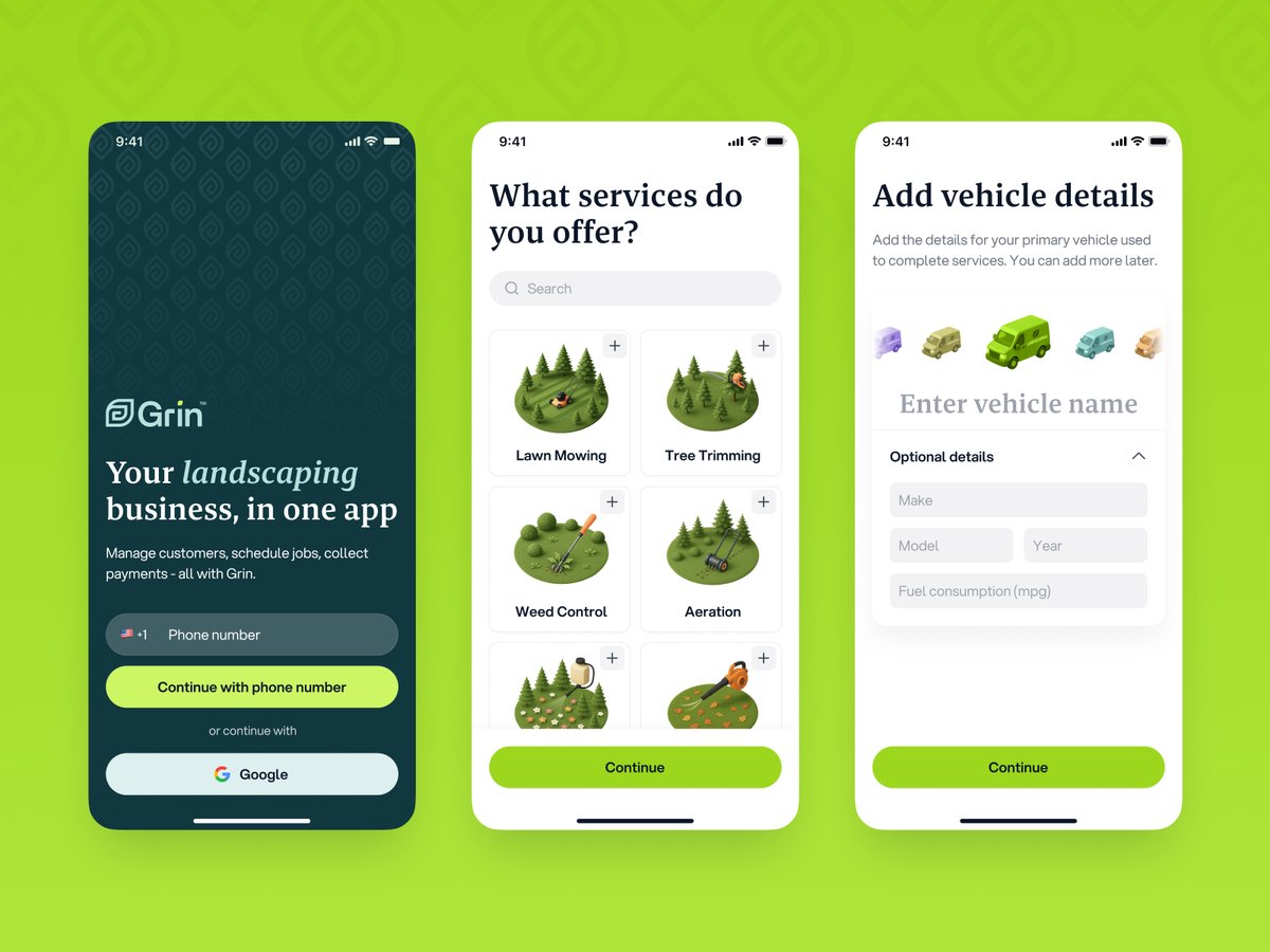 Onboarding flow 🚗

Excellent branding + branded illustrations = beautiful UI