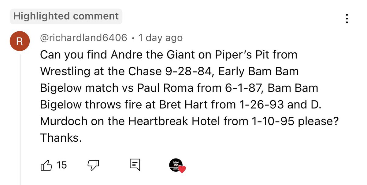 One of my requests was granted! 

Bam Bam Bigelow throwing fire at Bret Hart in 1993! Thanks WWE Vault!

youtu.be/GzU4ZgyS6ws?si…