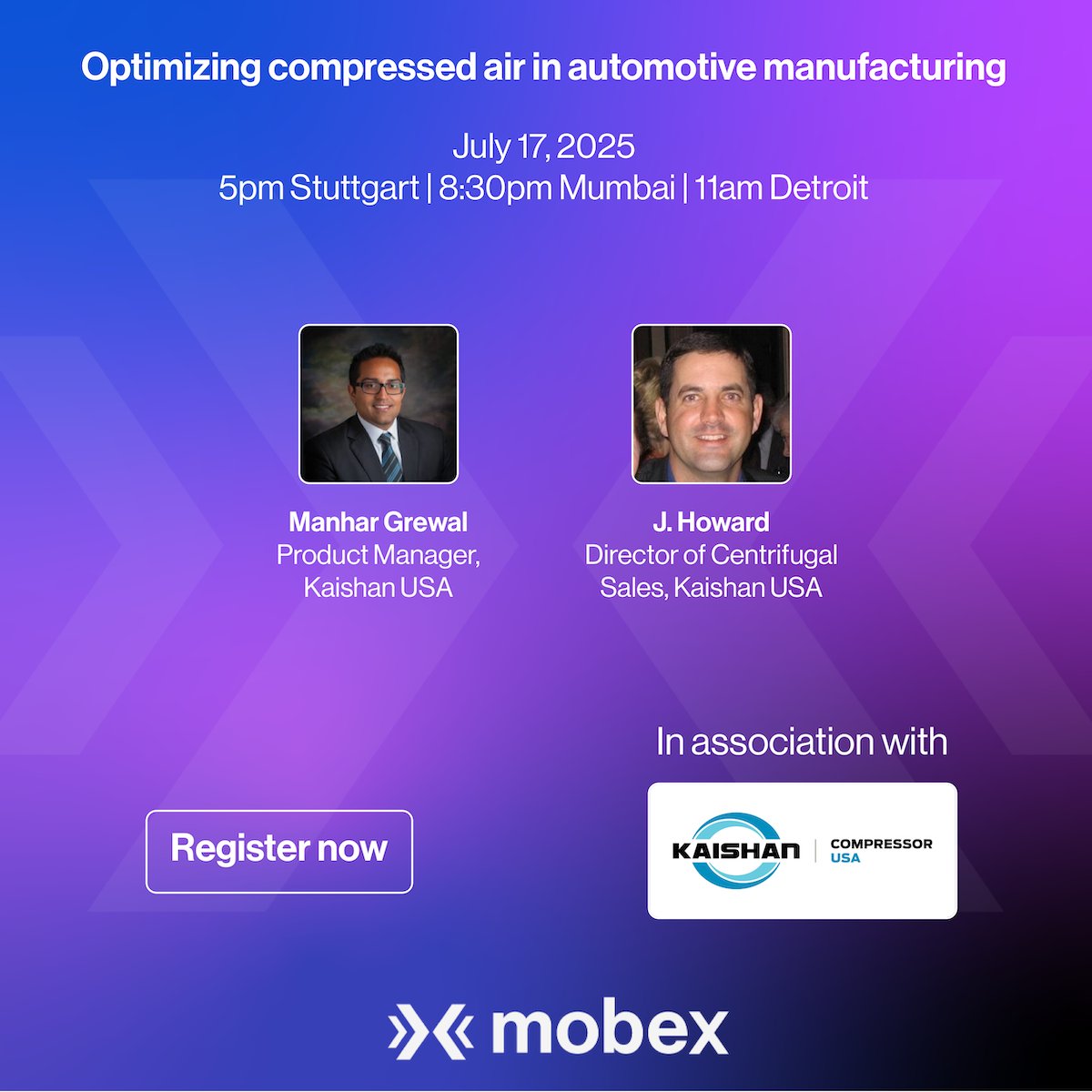 Live webinar: Optimizing compressed air in automotive manufacturing by Kaishan. July 17, 2025 5pm Stuttgart | 8:30pm Mumbai | 11am Detroit. Register free: tinyurl.com/ha5wep8w
