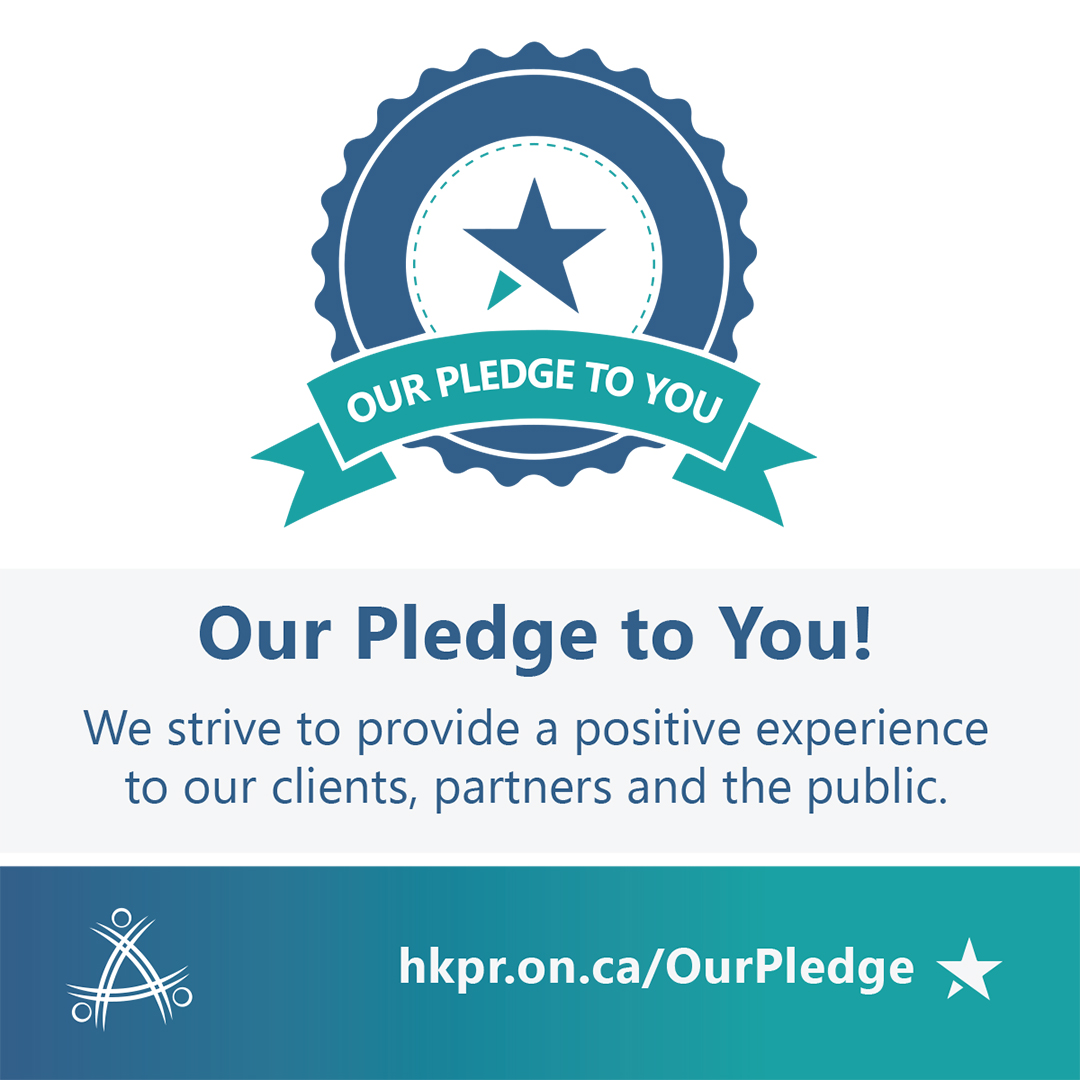We're committed to providing excellent service with respect and care! 🌟 

Check out our Pledge and share your feedback through our Programs &amp; Services Experience Survey to help us improve. Visit hkpr.on.ca/Pledge. 

#PublicHealth #FeedbackMatters