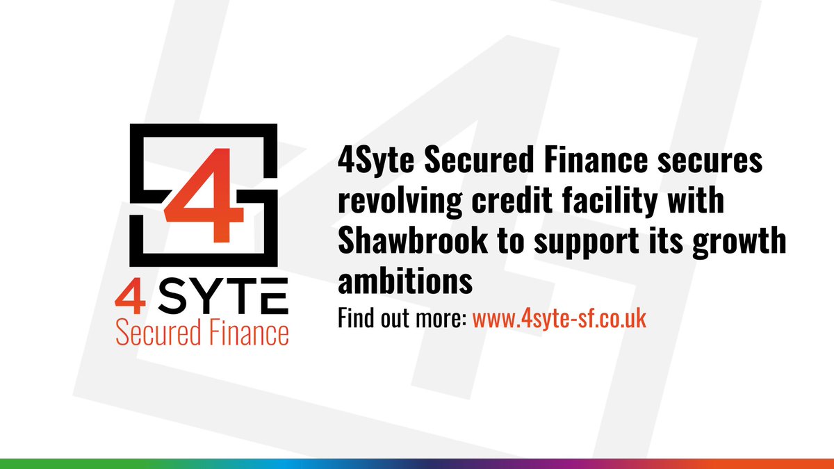 4Syte Secured Finance secures a £32.5m revolving credit facility with Shawbrook to support its growth ambitions!
 
The new funding line will support the lender’s ambitious plans to grow its secured SME loan book to £50 million and beyond🚀

Read more: 4syte-sf.co.uk/4syte-secured-…