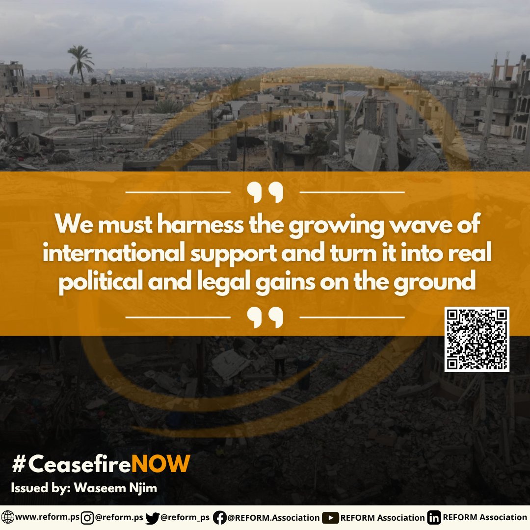 Read this week's analysis: "International Recognition and Our Responsibility in Realising Statehood”  

English: reform.ps/blogs/internat…
Arabic: reform.ps/ar/blogs/inter…

#SaveGaza #ceasefire #REFORM #FreePalestine #WestBank #GazaStarving