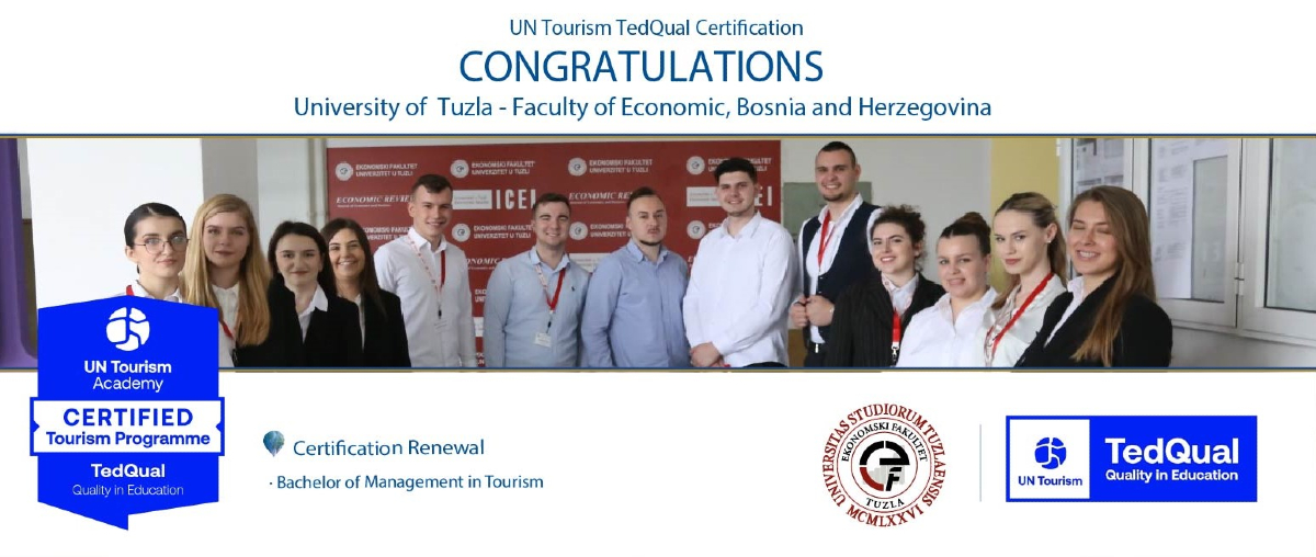 UNWTOAcademy's tweet image. 🏅 Today's CONGRATULATIONS are to the Faculty of Economics at University of Tuzla (Bosnia and Herzegovina), for reviewing the #UNWTOTedQual Certification for 1 #tourism #education program! 👏👏👏👏
#unwtotedqualnetwork
#qualityeducation