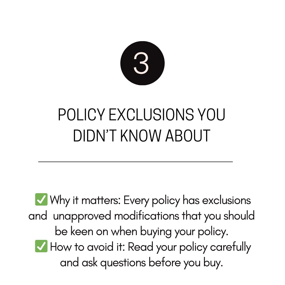 NiloydInsurance's tweet photo. Claims get denied for various reasons, here are 3 reasons why your motor insurance claim might be denied. Swipe to learn more
#MotorInsurance #MotorInsuranceclaim #insurancesolutions
#insurancematters
#claims #comprehensiveinsurance
#motorsafety #discover #trending #getcovered https://t.co/dnqksXqdgd
