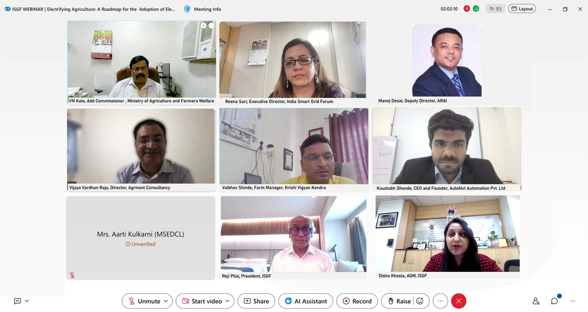 India Smart Grid Forum (@indiasmartgridf) on Twitter photo The esteemed panellists of the ISGF Webinar on “Electrifying Agriculture: A Roadmap for the Adoption of Electric Tractors in India” discussed the immense potential and critical need for #ElectricTractors in India’s agricultural sector.
<a href="/rejipillai/">Reji Kumar Pillai</a> | <a href="/suri_reena/">Reena Suri</a> The esteemed panellists of the ISGF Webinar on “Electrifying Agriculture: A Roadmap for the Adoption of Electric Tractors in India” discussed the immense potential and critical need for #ElectricTractors in India’s agricultural sector.
<a href="/rejipillai/">Reji Kumar Pillai</a> | <a href="/suri_reena/">Reena Suri</a>