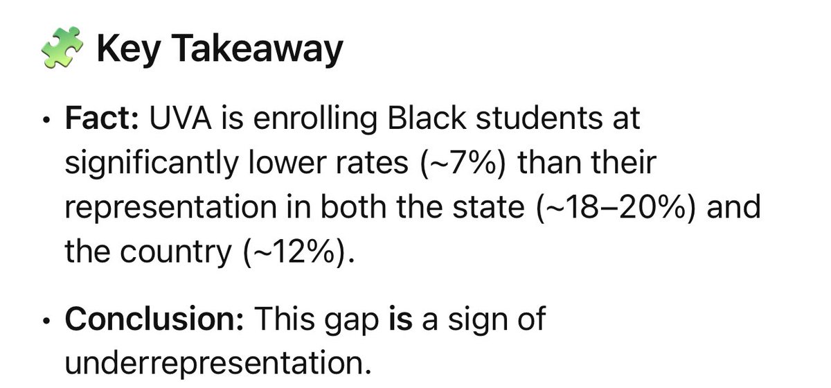 Did they not take a minute to actually look at enrollment rates and compare them to the country’s population, or Virginia’s?? We live in the age of intelligence and YET people are so willing to blindly follow The New Trend — how else could someone at Justice think there’s TOO