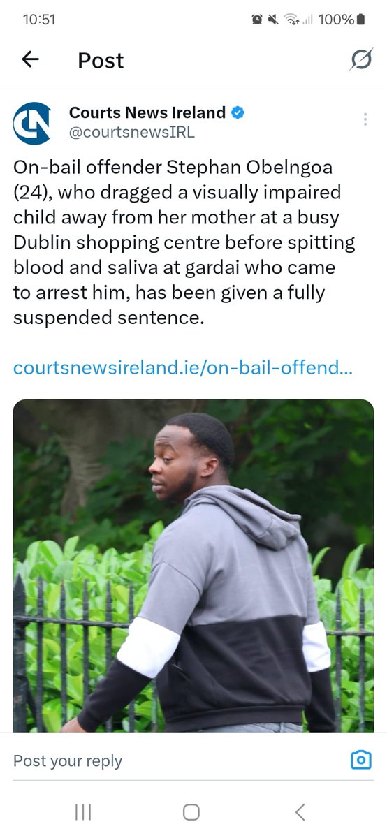This boils my blood. This lunatic was given a suspended sentence after he tried to walk away with a child, then spat blood at the cops who arrived. Mental illness or not he should have been locked up