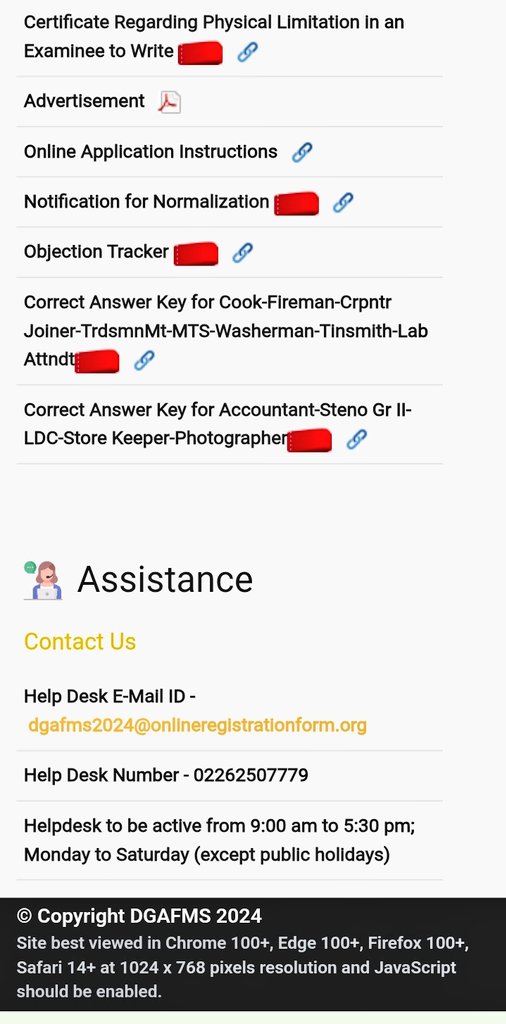 <a href="/dgafms_mod/">DGAFMS-MoD</a>  Sir, please immediate es par clarification dijiye , Group C posts ki final Answer key puri wrong upload kar di h jisse sab bacche pareshan hai 80,90 marks wale 6,7 marks pe aa gaye , 113 seats par aisa farziwada kiya jaa raha jyada logo ne apply nhi kiya esliye kya?