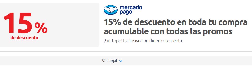 Ahorrando con Lean 🇦🇷 (@ahorrandoandoar) on Twitter photo Carrefour
15% de descuento en locales <a href="/carrefourarg/">Carrefour Argentina</a> pagando con dinero en cuenta de <a href="/mercadopago/">Mercado Pago</a>.
Sin tope de descuento!!!
Incluye todos los productos y acumula con todas las promociones 🥳🥳🥳
Vigencia: todos los jueves de julio.
Más info: Carrefour
15% de descuento en locales <a href="/carrefourarg/">Carrefour Argentina</a> pagando con dinero en cuenta de <a href="/mercadopago/">Mercado Pago</a>.
Sin tope de descuento!!!
Incluye todos los productos y acumula con todas las promociones 🥳🥳🥳
Vigencia: todos los jueves de julio.
Más info: