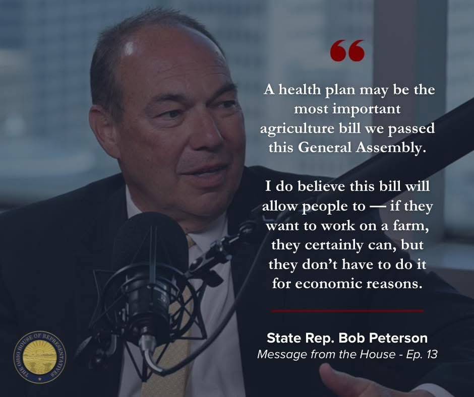 OHRGOPCaucus's tweet image. DROPPING TODAY: Join State Rep. Bob Peterson and Whittney Bowers from the Ohio Farm Bureau as they discuss legislation to provide Ohio farmers a more affordable, personalized healthcare insurance coverage plan.
Did you know? The agriculture industry employs 1 out of 7 Ohioans.
