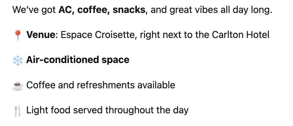 lepolac's tweet image. You know people are suffering from heat in Cannes for @EthCC when side events list AC as a key point to entice people to come 😅