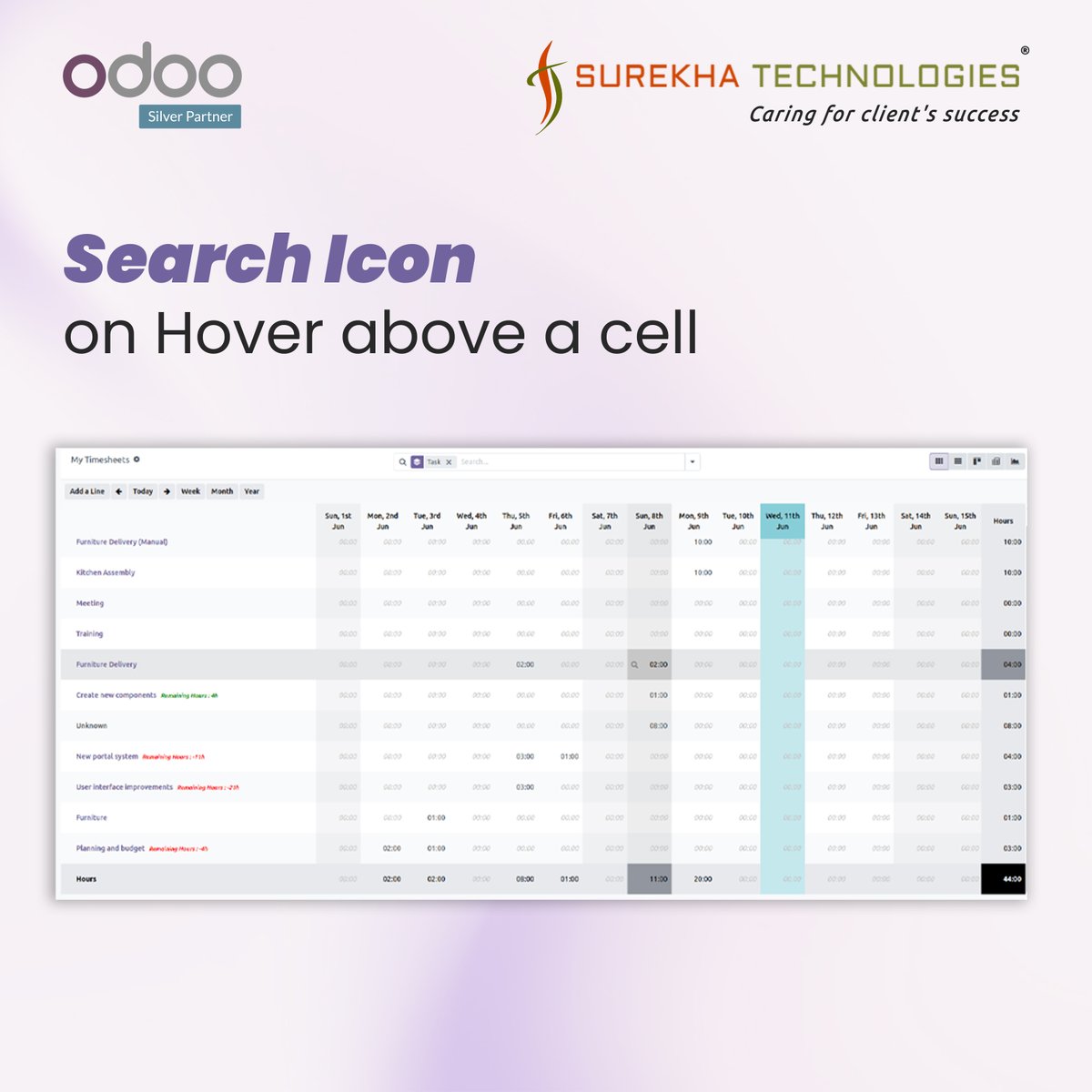 surekhatech's tweet image. Introducing the Timesheet Grid View for Odoo Community Edition — a smarter, more efficient way to manage your team&apos;s time.

Buy now: apps.odoo.com/apps/modules/1…

#Odoo #GridView #Timesheet #SurekhaTech #OdooCommunity #OdooDevelopment #OdooGridView #OdooTimesheet #TimesheetManagement
