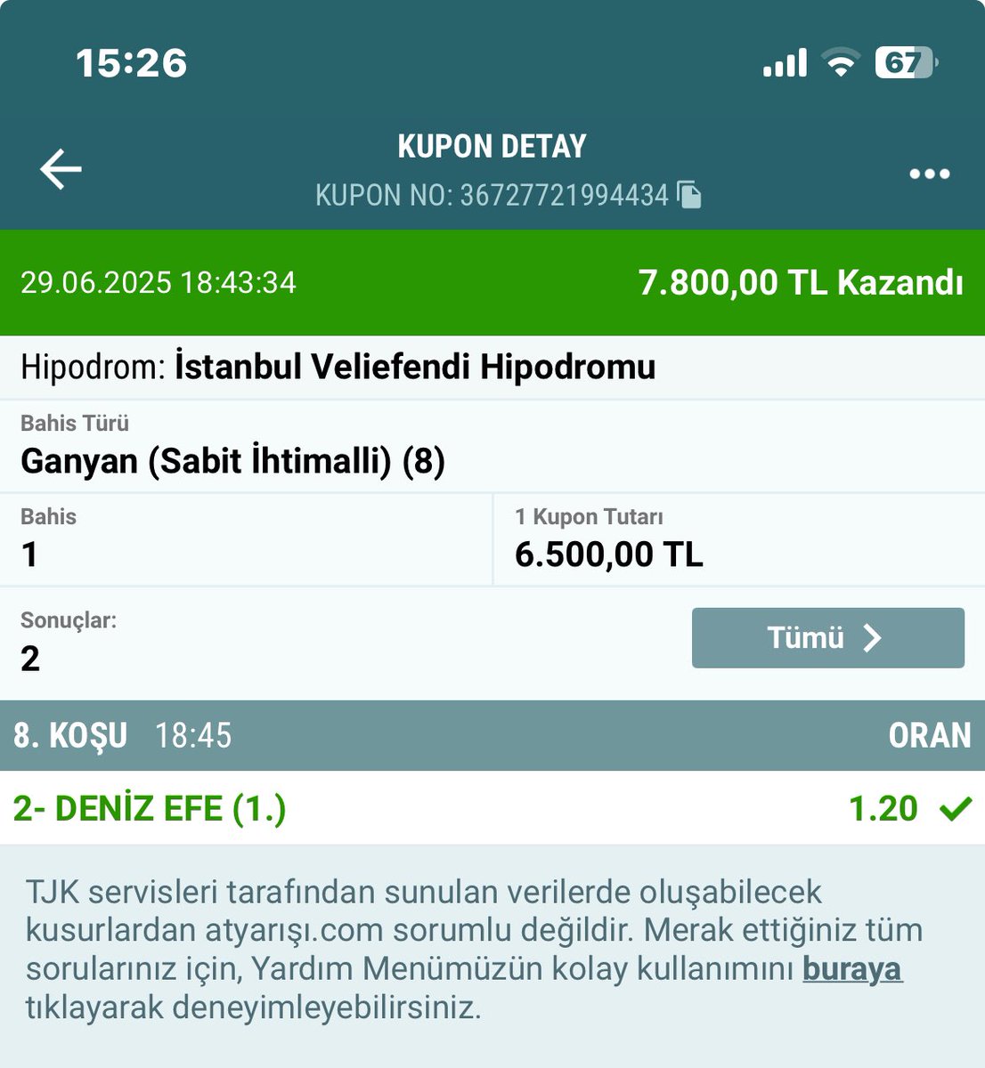 Artık sadece gözü kapalı emin olduğuma oynuyorum minnak ama olsun bu hafta iki bahisle 2600 e yakın kazançla kedimin maması aşısı çıktı <a href="/atyarisicom/">atyarisi</a> 1000 tl lik günlük ek kazancı ile iki defa aldığım 2000 tl de daha cesur bahislere:) sevdim bu kampanyayı teşekkürler <a href="/atyarisicom/">atyarisi</a>