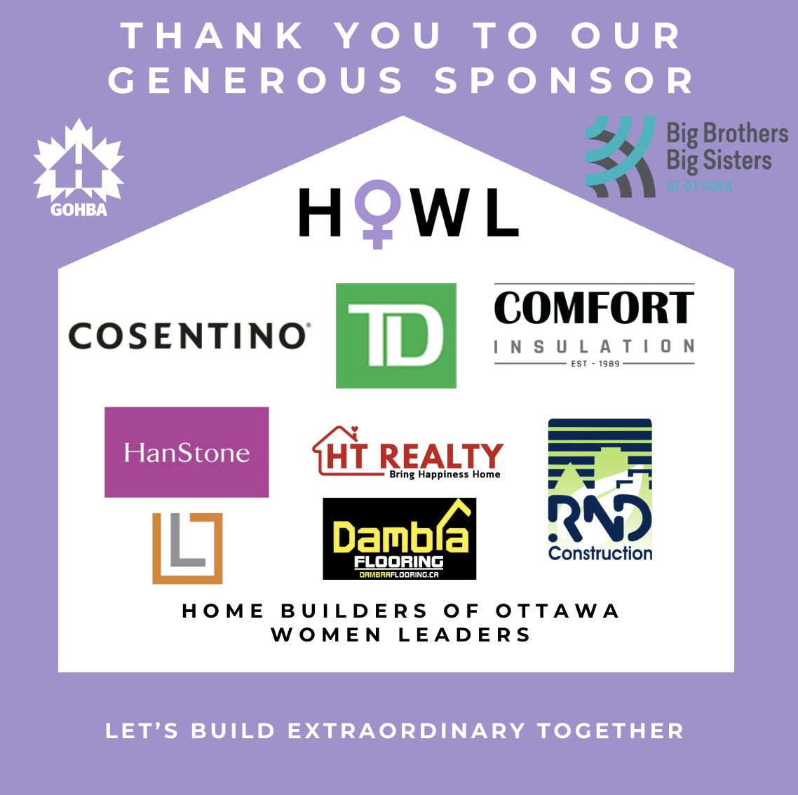 Ottawa Home Builders (@gohba_ottawa) on Twitter photo đź’ś Thank You to Our #HOWL Golf Sponsors! đź’ś
We’re proud to recognize; COSENTINO, <a href="/TD_Canada/">TD (Canada)</a> , Comfort Insulation, <a href="/HanStoneCA/">HanStone Canada</a> , <a href="/ottawakitchens/">Laurysen Kitchens</a> ., HT REALTY, Dambra Flooring, & RND Construction Ltd. as generous sponsors of this year’s HOWL Golf event hosted by the Home Builders 💜 Thank You to Our #HOWL Golf Sponsors! 💜
We’re proud to recognize; COSENTINO, <a href="/TD_Canada/">TD (Canada)</a> , Comfort Insulation, <a href="/HanStoneCA/">HanStone Canada</a> , <a href="/ottawakitchens/">Laurysen Kitchens</a> ., HT REALTY, Dambra Flooring, & RND Construction Ltd. as generous sponsors of this year’s HOWL Golf event hosted by the Home Builders