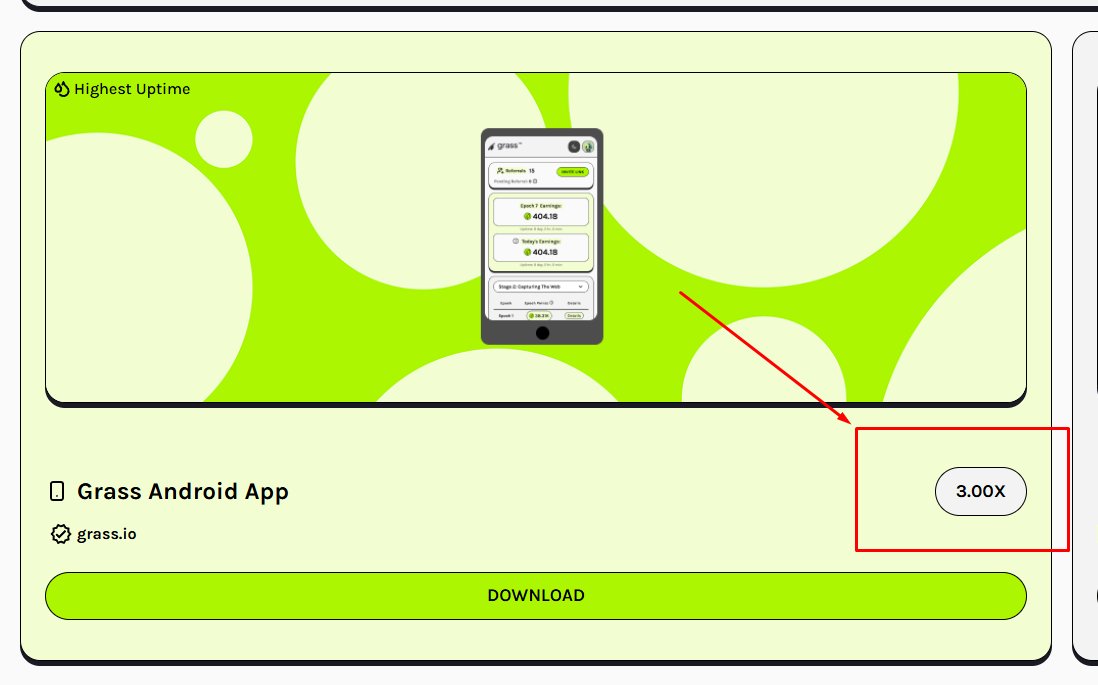 byTheGentleman's tweet photo. How to get a 3x multiplier in Grass? 🌱

My friend just told me he's earning 3x more points - now I know why. Last night, @grass opened Android farming for everyone.

You can now run a node on your phone and earn points:
👉 https://t.co/TuRqmTgyI2

Go to: Store > Grass Android App > Download > Login > Start
Boom - you’re online.

Huge thanks to the @grassfdn team for removing the invite code requirement. his made access to earning rewards by sharing unused internet bandwidth even easier.

Only downside? I’ve got an iPhone... and FOMO 😅
Still waiting on iOS!