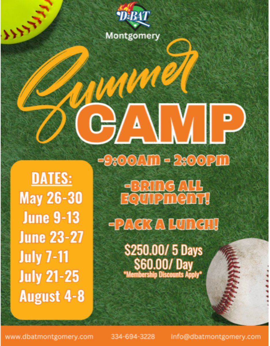 Today It Begins. 20% Off in Store! No Membership Discount Stacking but this Sale has a bigger % off than even our Platinum Members have! 

Also Pitching &amp; Catching Camp starts Next week! As Well As Simmer Camp 4! A Lot going on at D-BAT Montgomery. #bettertogether
