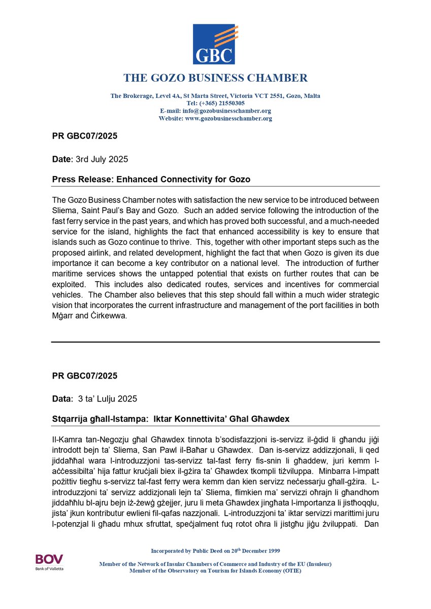 The Gozo Business Chamber tweet media