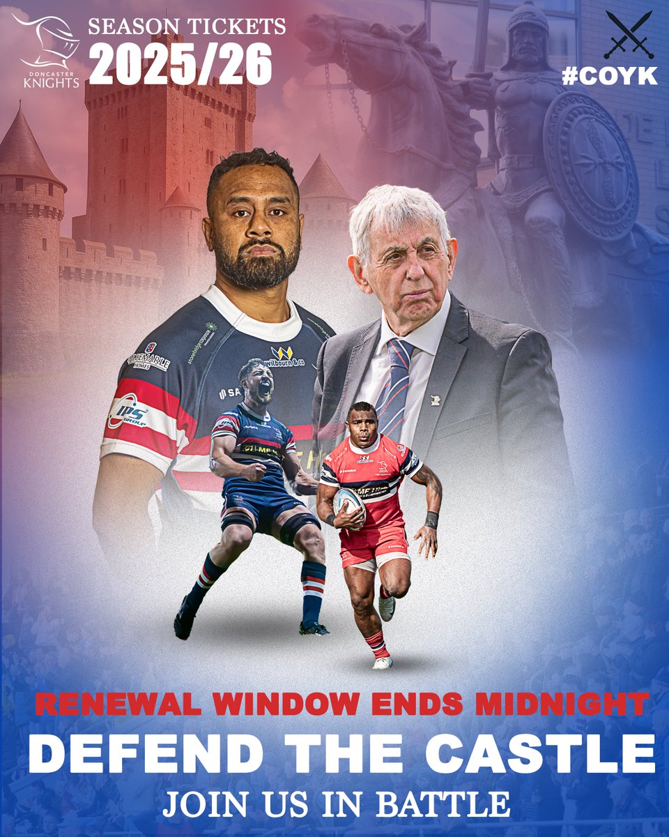 Doncaster Knights ๐ (@doncasterknight) on Twitter photo ๐๐๐๐๐๐๐ ๐๐๐๐๐๐ ๐๐๐๐ ๐๐๐๐๐๐๐๐!โ๏ธ
Have you renewed your season ticket?? ๐๏ธ
You have until midnight tonight to keep your current seat. From tomorrow all available seats will be released for anyone to purchase ๐๐ป
Renew or purchase season tickets here๐ ๐๐๐๐๐๐๐ ๐๐๐๐๐๐ ๐๐๐๐ ๐๐๐๐๐๐๐๐!โ๏ธ
Have you renewed your season ticket?? ๐๏ธ
You have until midnight tonight to keep your current seat. From tomorrow all available seats will be released for anyone to purchase ๐๐ป
Renew or purchase season tickets here๐