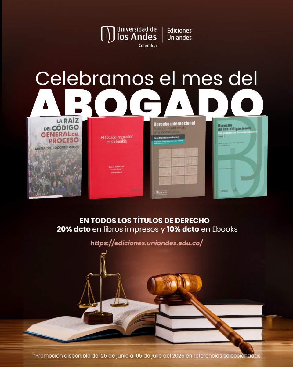 UniandesDerecho (@uniandesderecho) on Twitter photo 📚⚖️ En el Mes del Abogado, celebramos a quienes construyen un mundo más justo con su conocimiento y vocación.
✨ Aprovecha el 20% de descuento en todos los libros impresos y 10% en e-books de
<a href="/Ed_Uniandes/">Ediciones Uniandes 📚</a>
🛒¡Renueva tu biblioteca hoy! 👉🔗ediciones.uniandes.edu.co 📚⚖️ En el Mes del Abogado, celebramos a quienes construyen un mundo más justo con su conocimiento y vocación.
✨ Aprovecha el 20% de descuento en todos los libros impresos y 10% en e-books de
<a href="/Ed_Uniandes/">Ediciones Uniandes 📚</a>
🛒¡Renueva tu biblioteca hoy! 👉🔗ediciones.uniandes.edu.co