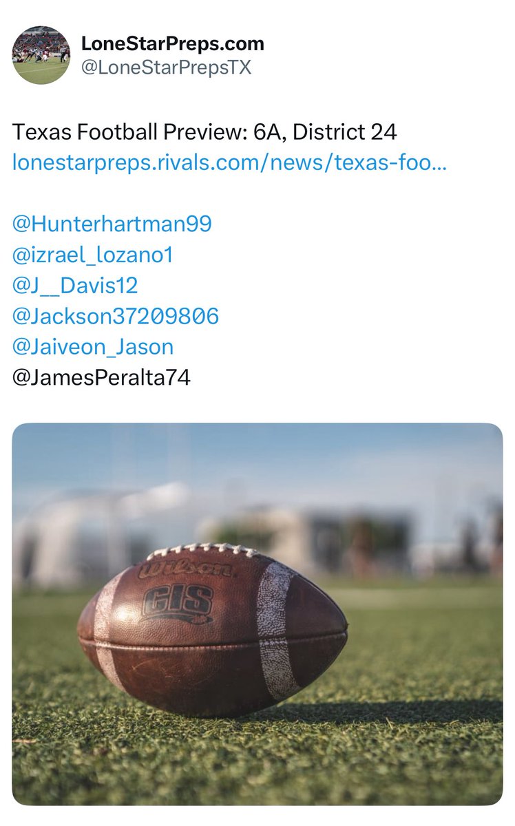 𝐉𝐚𝐢’𝐯𝐞𝐨𝐧 🃏𝐉𝐚𝐬𝐨𝐧 (@jaiveon_jason) on Twitter photo Much appreciated <a href="/LoneStarPrepsTX/">LoneStarPreps.com</a>
<a href="/jward17/">Coach Ward, M.ED</a> <a href="/CLHSFalcons/">Clear Lake Falcon Football</a> <a href="/CoachBateman/">Jay Bateman</a> <a href="/VolsCoachHeupel/">Coach Josh Heupel</a> <a href="/Nextlevelsports/">CoachReggie⚡️⚡️⚡️</a> <a href="/CoachHun_SMU/">Rickey Hunley Jr</a> <a href="/sixstarfootball/">Six Star Football | PLUS+</a> <a href="/ihss_houston/">Houston Inside High School Sports</a> <a href="/On3Keith/">Keith Niebuhr</a> <a href="/OnPurpose_WP/">Dr. T.Will- The Cognitive Coach-Prep RedZone Scout</a> <a href="/_PJHall/">PJ Hall</a> <a href="/MickensJay/">Jay Mickens</a> <a href="/CoachJayWalker/">Jay Walker</a> <a href="/HS_Prospect/">HS_Prospects</a> <a href="/CoachB_Owens/">Billy Owens</a> <a href="/dctf/">Dave Campbell's — TexasFootball.com</a>
<a href="/Owlsportswatch/">David Mooney</a> (#AGTG) Much appreciated <a href="/LoneStarPrepsTX/">LoneStarPreps.com</a>
<a href="/jward17/">Coach Ward, M.ED</a> <a href="/CLHSFalcons/">Clear Lake Falcon Football</a> <a href="/CoachBateman/">Jay Bateman</a> <a href="/VolsCoachHeupel/">Coach Josh Heupel</a> <a href="/Nextlevelsports/">CoachReggie⚡️⚡️⚡️</a> <a href="/CoachHun_SMU/">Rickey Hunley Jr</a> <a href="/sixstarfootball/">Six Star Football | PLUS+</a> <a href="/ihss_houston/">Houston Inside High School Sports</a> <a href="/On3Keith/">Keith Niebuhr</a> <a href="/OnPurpose_WP/">Dr. T.Will- The Cognitive Coach-Prep RedZone Scout</a> <a href="/_PJHall/">PJ Hall</a> <a href="/MickensJay/">Jay Mickens</a> <a href="/CoachJayWalker/">Jay Walker</a> <a href="/HS_Prospect/">HS_Prospects</a> <a href="/CoachB_Owens/">Billy Owens</a> <a href="/dctf/">Dave Campbell's — TexasFootball.com</a>
<a href="/Owlsportswatch/">David Mooney</a> (#AGTG)