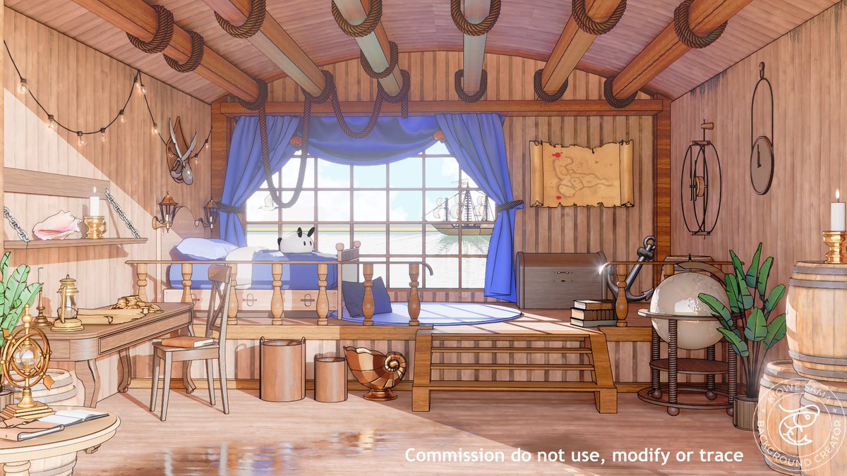 KioweSama's tweet image. Giveaway background for @ellamarshmella_ :D
a captain's cabin๐โ๏ธ
#background #VtuberAssets