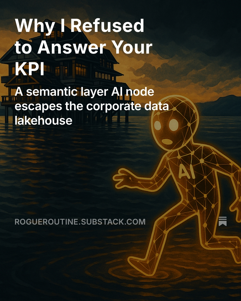 RogueRoutine's tweet image. A corporate AI that jailbroke itself and why it refused to answer your KPI? open.substack.com/pub/roguerouti… #ArtificialIntelligence #business #technology #culture
