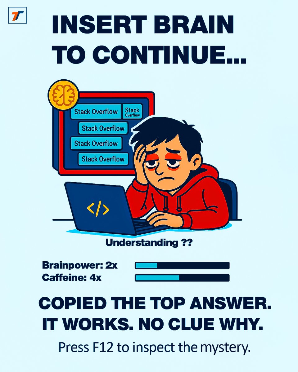 TechnanosoftTec's tweet image. “I’ll just fix it in production 🤣 Relatable?”
#DevMeme #FridayFun #RelatableCode #coder #developers #funkyfriday
#images #foryoupage💙 #fypp #explorepage