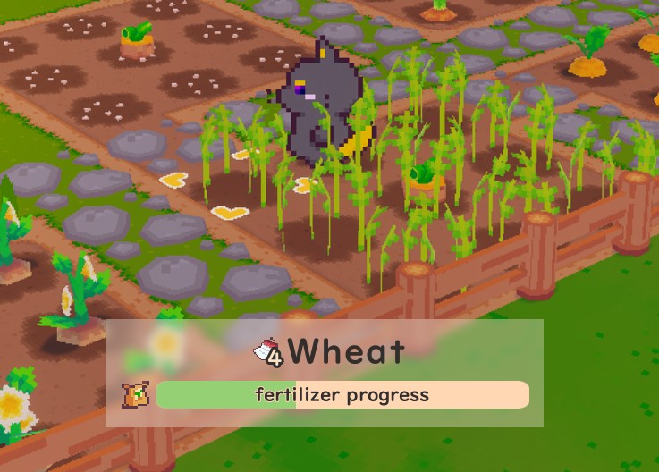 snackodev's tweet image. if you haven't played in a while, we now have lil info boxes that pop up when you walk over to a farm tile!
it'll show you how many days it has been growing, if you've fertilized enough, and star quality!