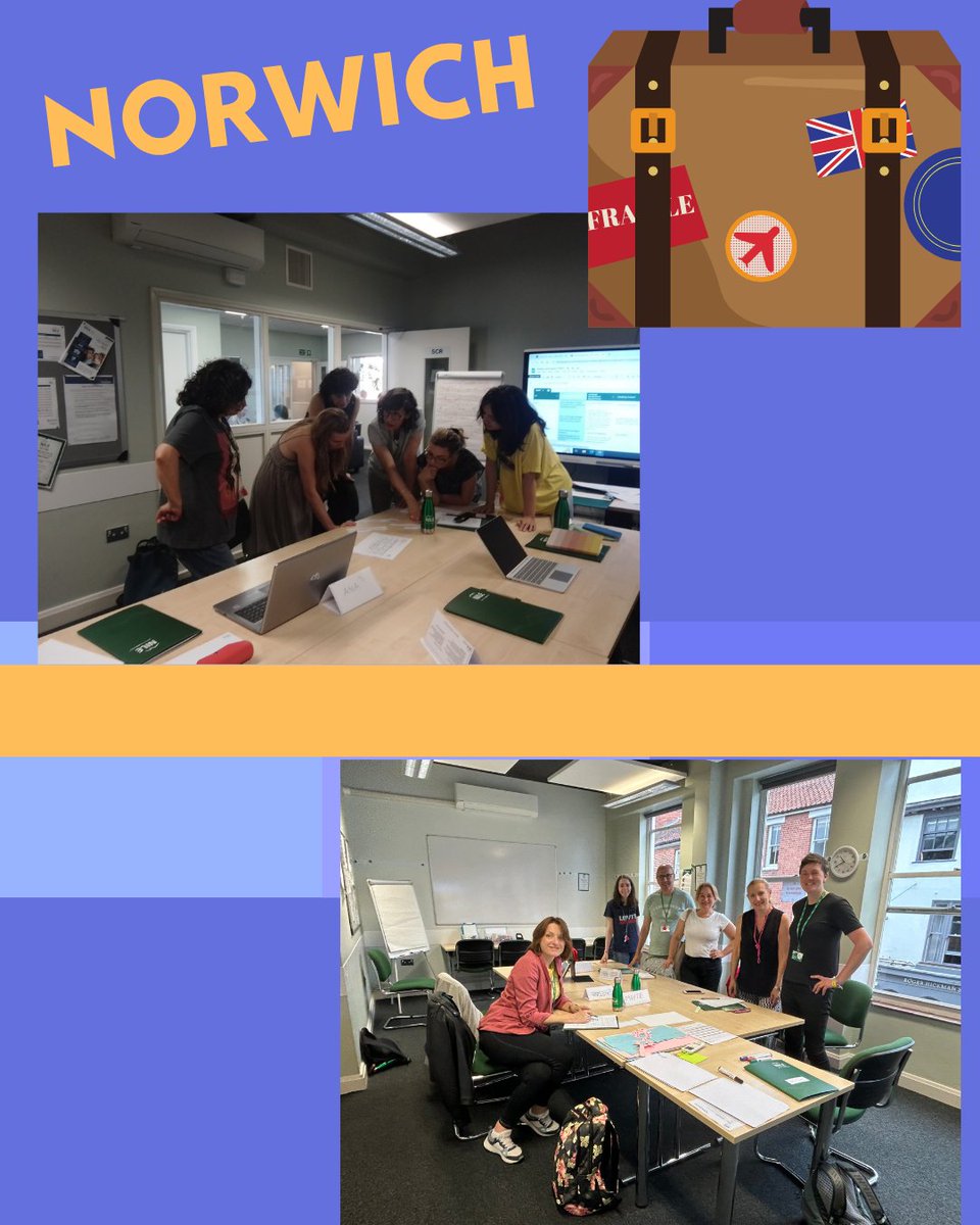 ✈️ El profesorado de ingles de <a href="/educacyl/">Educación JCyL</a> se perfecciona en 🌍 Norwich (Inglaterra) 🇬🇧.
Una gran experiencia inversiva y muy emocionante !!! Grandes ideas que compartir en 🧳
@bkcursos @nileelt #innovaciónCyL #internacionalizacyl