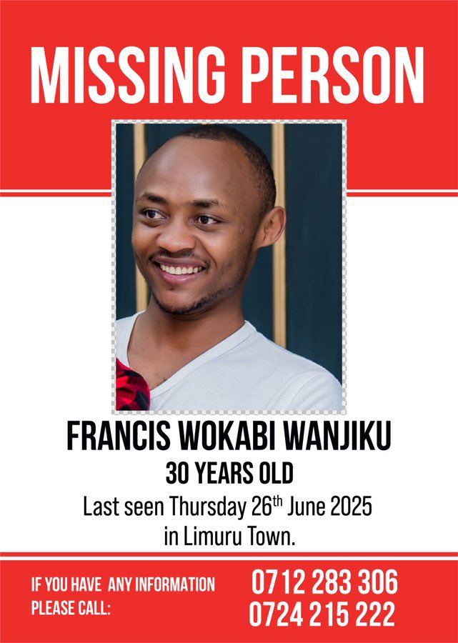 Since Ndiangui has been found, we can shift our energy to finding Francis, who's been missing  since the 26th of last month.
