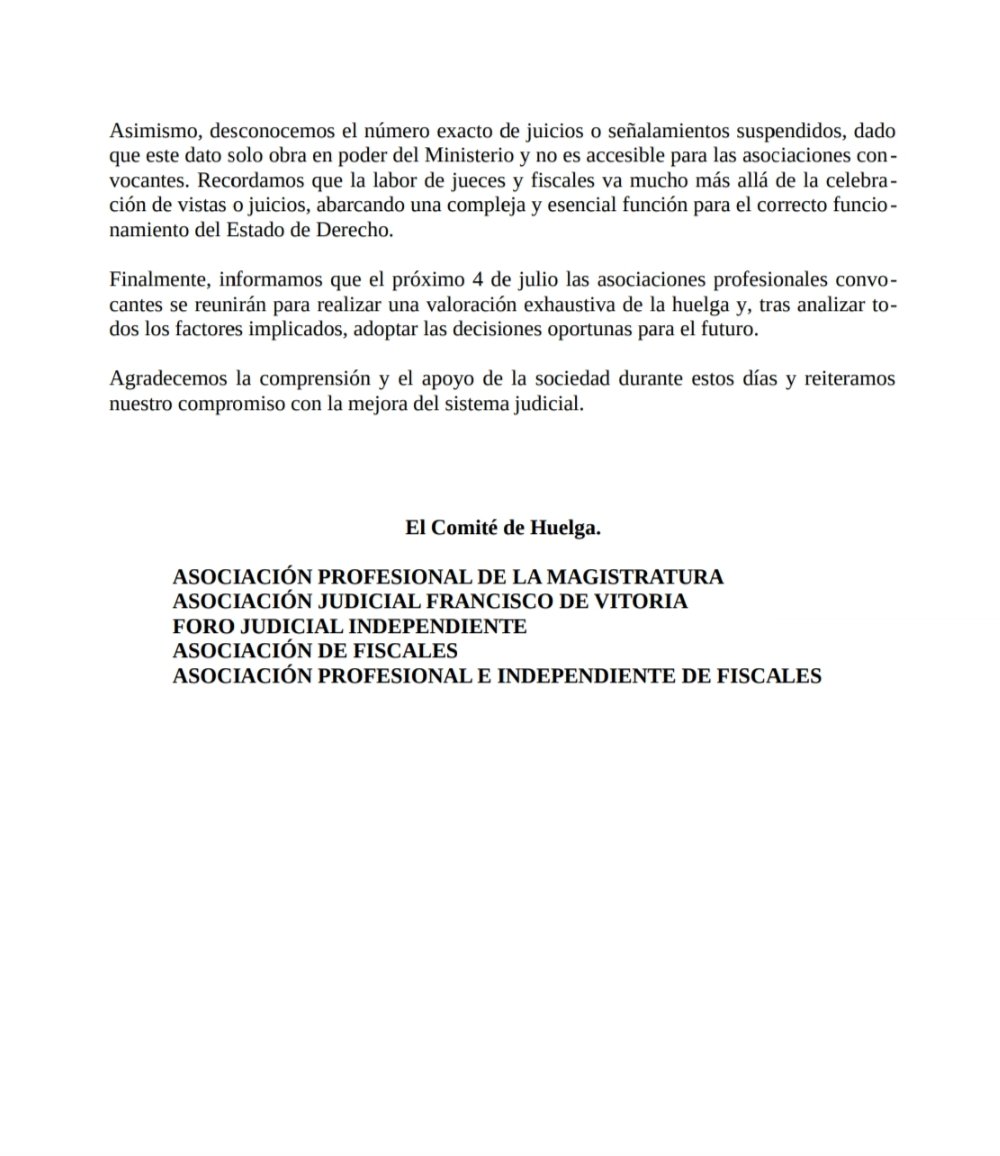 Terminamos hoy la huelga, con un 70 % de seguimiento medio entre los 3 días.
Comunicado de las asociaciones convocantes.
#JusticiaEnHuelga