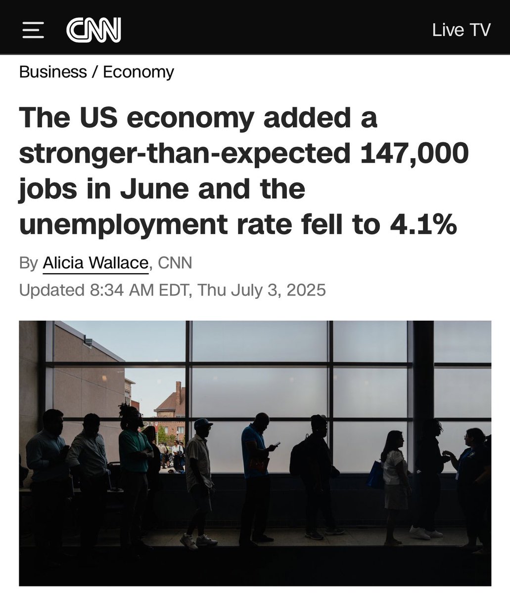 For the FOURTH month in a row, jobs numbers have beat market expectations with nearly 150,000 good jobs created in June. American-born workers have accounted for ALL of the job gains since President Trump took office and wages continue to rise. The economy is BOOMING again and it