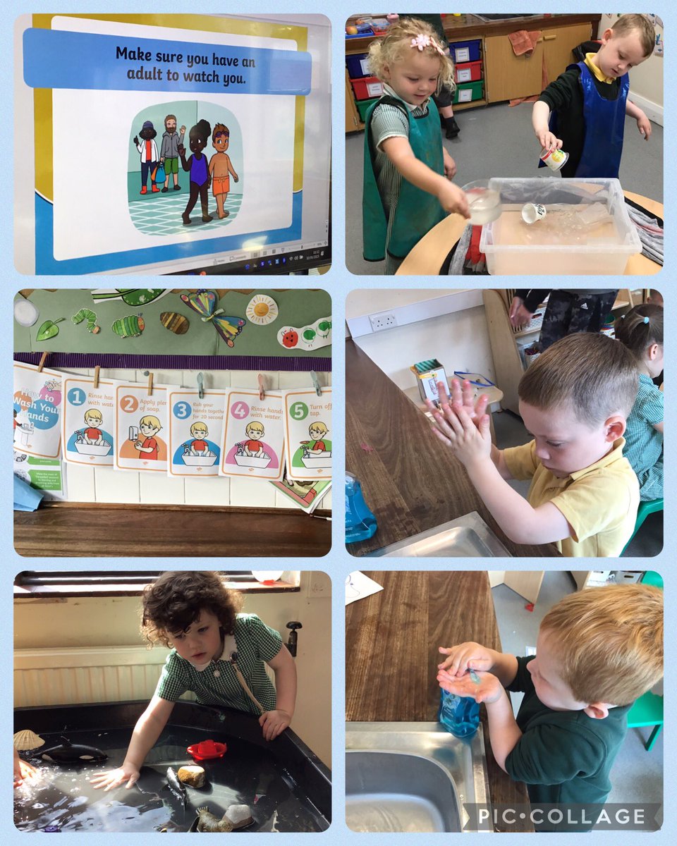 YsgolPenmorfa's tweet image. This week #YPEYF have been learning about water. We talked about keeping safe near water, we played with sea creatures in the tuff tray, we practised washing our hands properly and we filled and emptied various containers 💦💦#ACL #HCI
