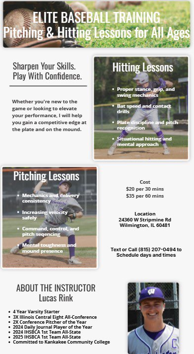Anyone in the Wilmington area looking for baseball lessons?