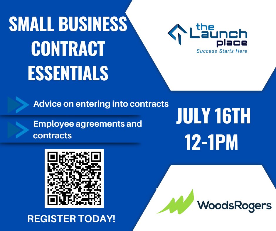 Join us for a Small Business Contract Essentials lunch and learn on Wednesday, July 16th, from 12-1pm at The Launch Place! Click the link to register for this workshop facilitated by <a href="/WoodsRogersLaw/">Woods Rogers</a> attorney, Autumn Visser.

eventbrite.com/e/small-busine…