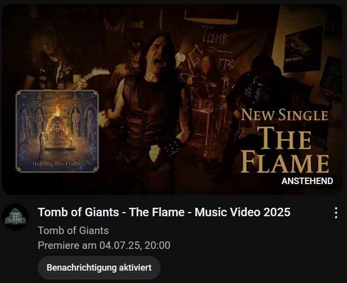 🔥 TOMORROW IS THE DAY! 🔥
🤘 <a href="/tombofgiants/">Tomb of Giants</a>' new single THE FLAME comes – on Spotify, YouTube, Apple Music 🤘🤘
🎧 Including music video - we can't wait to hear what you think!

📆 Release: Friday, July 04!
🎬 Premiere of the music video @ YouTube:
👉 youtube.com/watch?v=gGxng7…