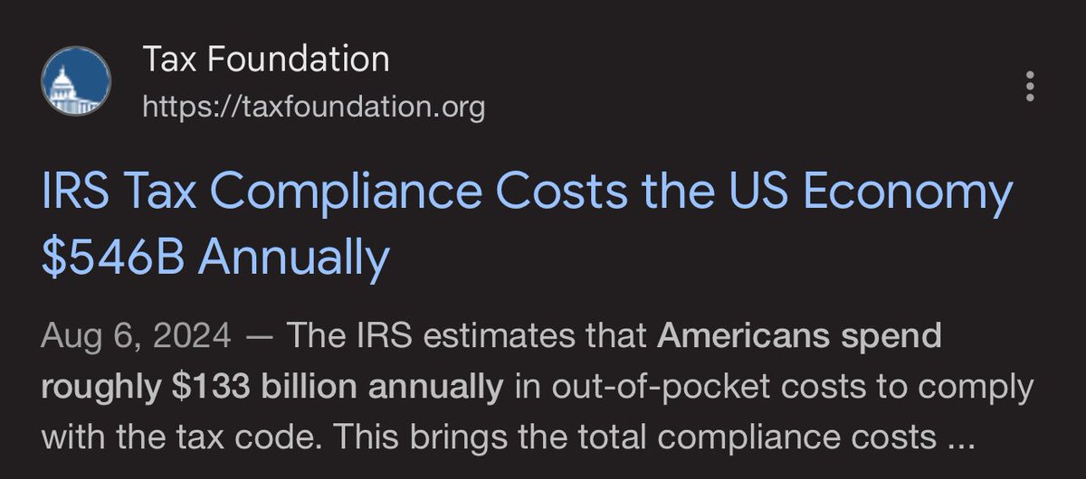 JessePeltan's tweet image. Hot Take: People making less than $100k/year should not have to pay or even *file* taxes.

Just *filing* taxes costs us *half a trillion* dollars a year.

The bottom 75% of earners make up only 12.8% of the revenue (~$0.27T)

It’s just a compete waste of resources to even *try*…