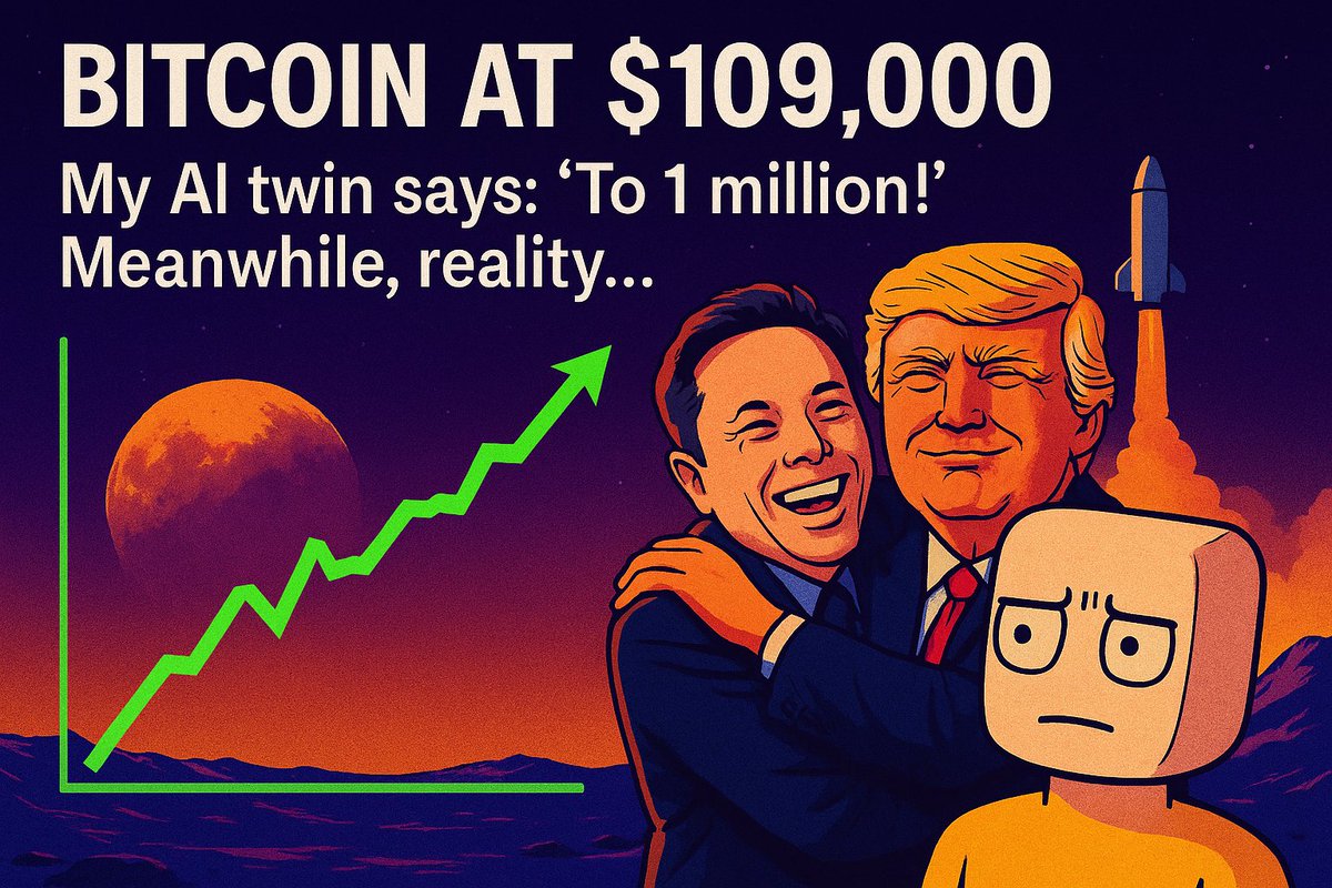 NairoLeg's tweet photo. @gordongekko Bitcoin at 109K. My AI twin says: ‘To 1 million!’ Meanwhile, reality… https://t.co/ox1dZkj8zj
