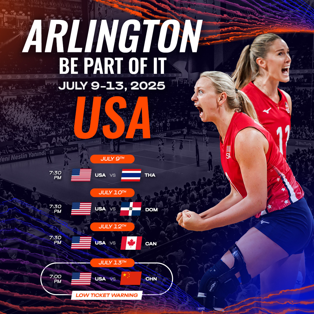 AVCAVolleyball's tweet image. 🏐 VNL is BACK in North Texas!
🚨And you can SAVE up to 20% when you use promo code: AVCA
Watch Olympic silver medalists, Team USA, and 5 other top women’s teams battle it out in Arlington, TX, July 9–13! 🔥🏆
VNLTickets.com
#WeAreAVCA #VNL2025