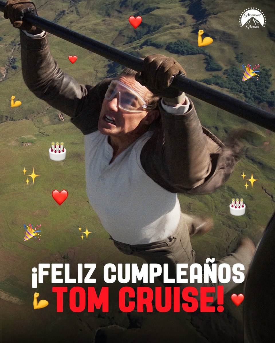 ¡Feliz cumpleaños al crack, máquina, fiera, jefe,
 tifón, figura, mastodonte, ciclón, tornado, artista,
 fenómeno, campeón, maestro, número 1, Tom Cruise! 🥳
