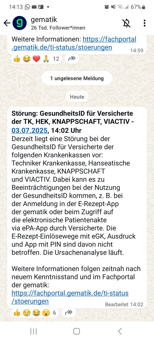 Ich habe schon längere Zeit nichts mehr gepostet, einfach weil mir Zeit und Nerven dafür fehlten.
Wir mussten im letzten 1/2 Jahr die Patienten von 2 verwaisten Praxen übernehmen. 2 weitere Kollegen im Umland schließen Ende 2025.
Ein Grund dafür ist der tgl. Ärger mit der TI:
