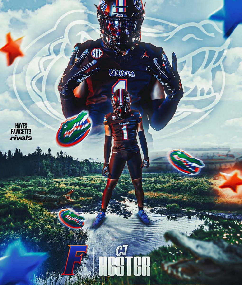CharJonesMedia's tweet image. Four-star CB CJ Hester (@CliftonHester14) out of Titusville, FL has committed to #Florida. Hester chose the #Gators over other top choices in Georgia, Syracuse, and Iowa. Back to back days with a new four-star commit for Billy Napier’s squad.
@alligatorSports #NCAA #SEC #CFB