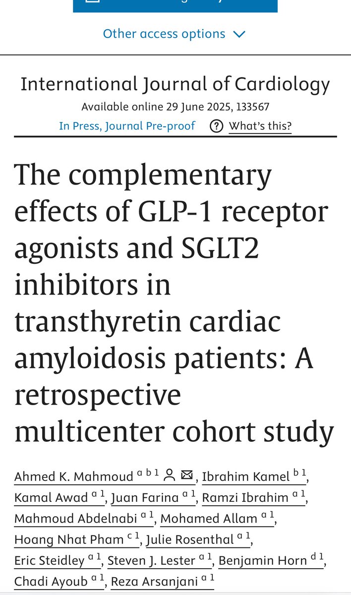 Ahmed K. Mahmoud (@ahmedmahmoud_md) on Twitter photo 🚨Publication Alert 🚨
🎉 Excited to share our new publication on the effects of GLP-1 RA in cardiac amyloidosis, now out in <a href="/IJCardio/">International Journal of Cardiology</a>
<a href="/Ibrahim_Kamel9/">Ibrahim Kamel</a> <a href="/Kamal_Awad733/">Kamal Awad, MD</a>
<a href="/ramziw_/">Ramzi Ibrahim, MD</a> <a href="/M_H_Abdelnabi/">Mahmoud Abdelnabi</a> <a href="/hoangnhat_pham/">Hoang Nhat Pham</a> <a href="/ChadiAyoub1/">Chadi Ayoub</a>
Read here: bit.ly/4lATltc
#CardioTwitter 🧵 🚨Publication Alert 🚨
🎉 Excited to share our new publication on the effects of GLP-1 RA in cardiac amyloidosis, now out in <a href="/IJCardio/">International Journal of Cardiology</a>
<a href="/Ibrahim_Kamel9/">Ibrahim Kamel</a> <a href="/Kamal_Awad733/">Kamal Awad, MD</a>
<a href="/ramziw_/">Ramzi Ibrahim, MD</a> <a href="/M_H_Abdelnabi/">Mahmoud Abdelnabi</a> <a href="/hoangnhat_pham/">Hoang Nhat Pham</a> <a href="/ChadiAyoub1/">Chadi Ayoub</a>
Read here: bit.ly/4lATltc
#CardioTwitter 🧵